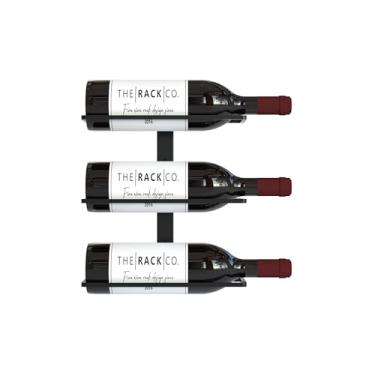 Imagem de TheRackCo. Wall Series - Suporte de metal para garrafa de vinho com moldura central, preto (3 garrafas)