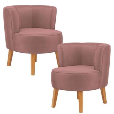 Imagem de Kit 2 Poltronas Cadeira Elegante para Sala de Estar Tecido Veludo MOBLAN decor (Rosa escuro)