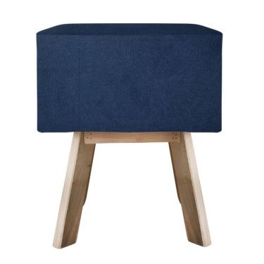 Imagem de Puff Banqueta Quadrada Retrô Suede - Azul Marinho