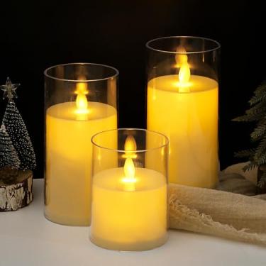 Imagem de BEMMY Kit 3 Velas De Led Eletrônica Transparente 7.5 * 10/12.5/15cm, Vela Eletrônica Realista Para Decoração De Festas De Casamento Em Casa，Baterias Não Incluídas