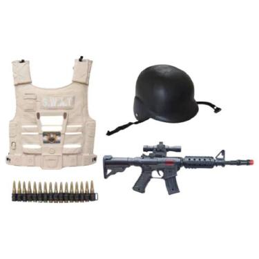 Imagem de Brinquedo Kit Policial Com Colete Capacete e  Acessórios Inmetro - DDG