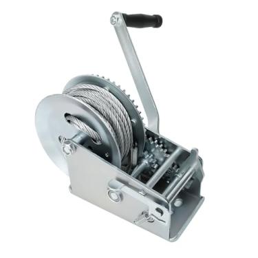 Imagem de BLACKHORSE-RACING Guincho manual de 1,587 kg com cabo de 33 pés, guincho de manivela manual de 2 engrenagens de aço endurecido para quadriciclo RV barco reboque caminhão guincho marinho guincho