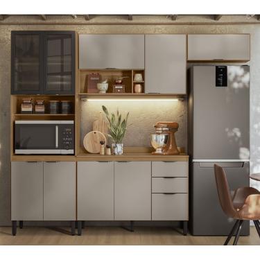 Imagem de Cozinha Modulada Firenze 260m com Tampo MDP 120m Suave ao Toque - Amêndola Touch/ Nude Prime TX Demóbile 