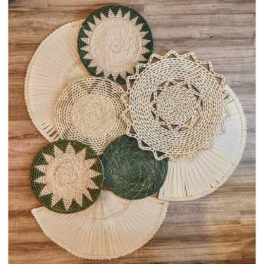 Imagem de Composição De Parede Palha Cestos Leques Mandalas Boho 40x40