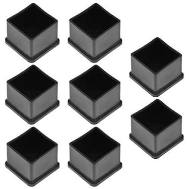 Imagem de Bonsicoky – 8 peças de tampas quadradas de borracha para pés de móveis, 30 cm x 30 mm, protetores de piso de perna de cadeira de vinil preto para pátio, cadeira de mesa, cama