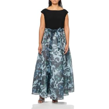 Imagem de S.L. Fashions Vestido feminino longo floral sem mangas para ocasiões especiais com cinto de cetim removível (tamanho grande), Preto Multi, 52