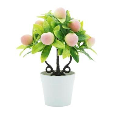 Imagem de predolo Plantas artificiais em vasos, árvores frutíferas artificiais, frutas realistas, plantas em vasos, pequenas para prateleira, quarto e ambientes, Pêssego