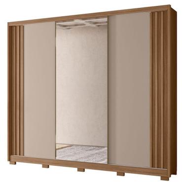 Imagem de Guarda Roupa Casal Arizona 3 Portas Carvalho Fendi Com Espelho - Moval