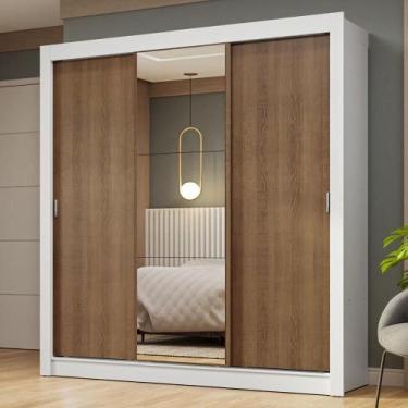 Imagem de Guarda-roupa Casal 3 Portas Correr Espelho Branco/rustic - MADESA