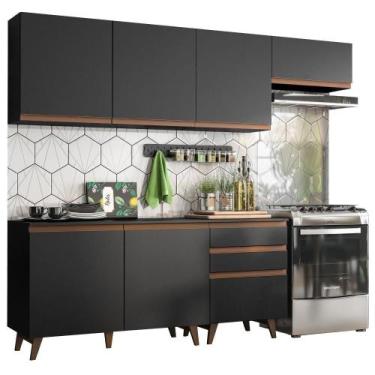 Imagem de Cozinha Completa Reims com Armário e Balcão Preto Madesa