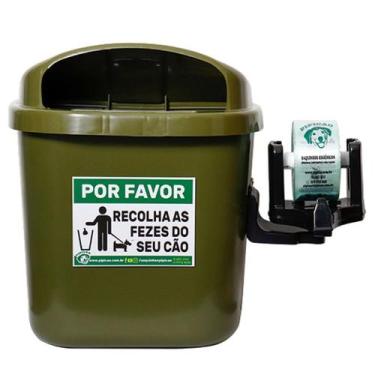 Imagem de Lixeira Cata Caca 40 Litros Verde Com 1075 Saquinhos Pipicão