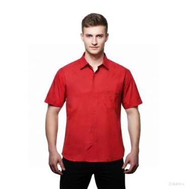 Imagem de Camisa Social Microleve Manga Curta Não Amassa Uniforme - C&C, Vermelh