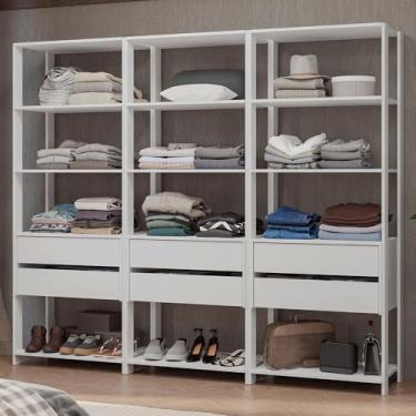 Imagem de Guarda-roupa Closet Modulado 6 Gavetas 210 cm Branco Valencia Madesa