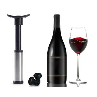 Imagem de Kit Bomba A Vácuo Para Vinho Fresco Com Duas Rolhas Tampa Para Preserv