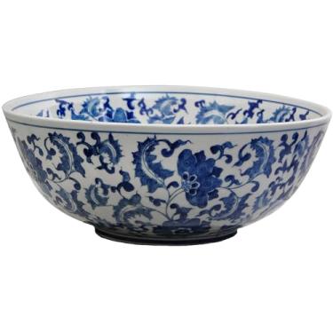 Imagem de Red Lantern Vaso de porcelana floral azul e branco de 35,5 cm para centro de mesa na cozinha, sala de jantar, sala de estar, quarto, com boêmio, eclético, moderno, contemporâneo, clássico, decoração