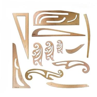 Imagem de kit 15 Réguas Esquadros Curva Francesa Alfaiate Modelagem Costura profissional e Iniciante papelaria