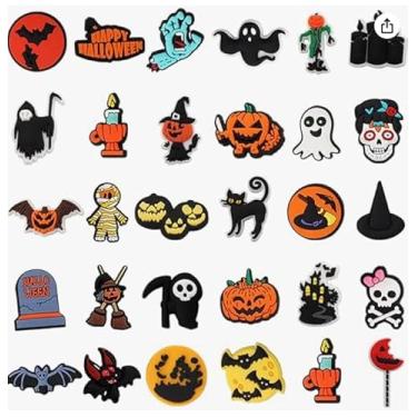 Imagem de hhdatc Amuletos de crocodilo de Halloween, pingentes de crocodilo de terror, 31 peças de pingentes de crocodilo do Batman para cuidados com sapatos e acessórios faça você mesmo