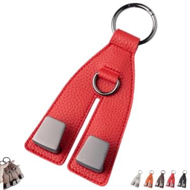 Imagem de Gancho de encosto de cabeça para assento de carro, gancho de bolsa de couro giratório de 360°, organizador universal de armazenamento de veículos com chaveiro (vermelho)