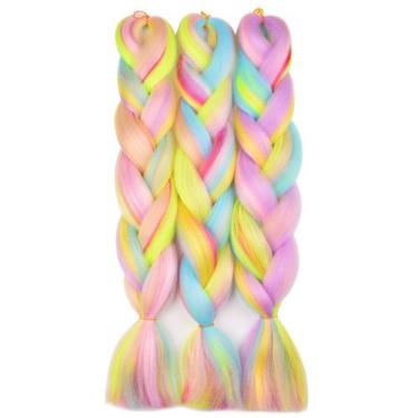 Imagem de Braiding Hair BACANA Ombre Rainbow Color 24 em 300 g, 3 pacotes