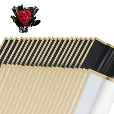 Imagem de ZFLYCANP Papel de Embrulho Florista Suprimentos Papel de Embrulho Impermeável Papel de Embrulho Florista DIY Buquês Acabamento Dourado