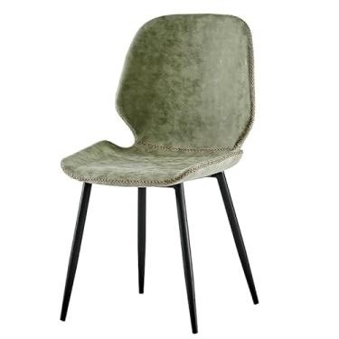 Imagem de Cadeira de jantar contemporânea de couro PU com pernas de metal - várias cores disponíveis (verde vintage)