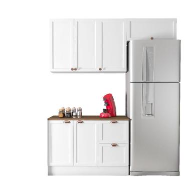 Imagem de Cozinha Modulada Unna 3 Peças Balcão 120cm Branco Com Tampo Mdp - Poliman Móveis Branco