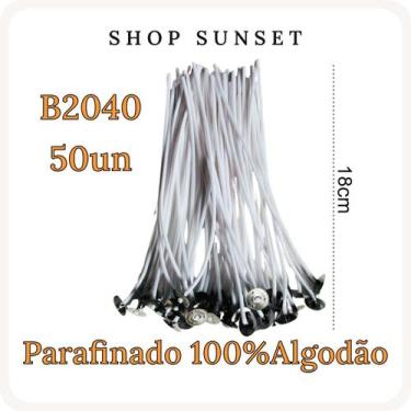 Imagem de Kit 50 Pavios B2040 Montado 100% Algodão e Parafinado - 18cm - São Vit