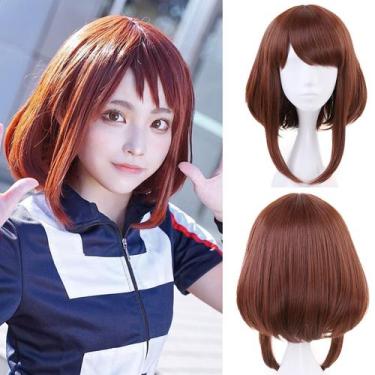 Imagem de Peruca TOPHR Short Brown Bob Anime Cosplay Synthetic