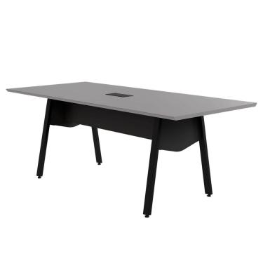 Imagem de Mesa de Reunião 20cm para 8 Pessoas com Caixa de Tomadas Industrial Executive Cinza Sagrado/Preto