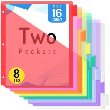 Imagem de Divisórias Binder Forvencer de 16 unidades com 2 bolsos, 8 abas x2