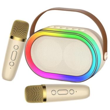 Imagem de Máquina de karaokê HWWR Kids com 2 microfones sem fio e LED