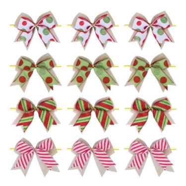 Imagem de Meseey, 12 peças de cana-de-doces de Natal, laços de serapilheira de 1