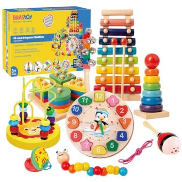 Imagem de Brinquedo Educativo Montessori - Conjunto de Madeira com 8 Peças, Para Crianças de 3 Anos