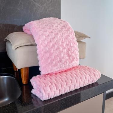 Imagem de Kit 2 Toalhas de Banho Luxo Microfibra Grande e Macia 140x70cm – Secagem Rápida e Confortável (Rosa bebe)