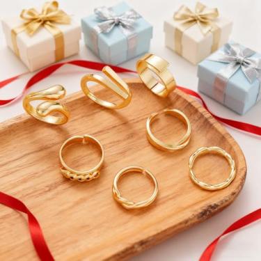 Imagem de 7 peças anel de irregularidade moderno unissex para homens e mulheres joias finas vida diária namoro decoração para festa de formatura