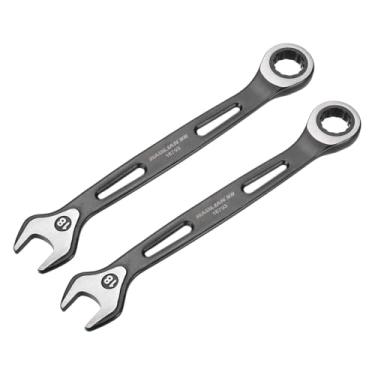 Imagem de HARFINGTON 2 chaves de catraca de 18 mm métrico 12 pontos CR-V eletroforese caixa dupla chave catraca aberta com 72 dentes 5° Swing ferramenta de grau industrial para reparo