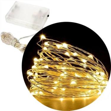 Imagem de Fio Fada Cordão 30 Lâmpadas LED Luz Amarelo 3 Metros Á Pilha - Genéric