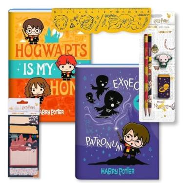 Imagem de Caderno Brochurão Harry Potter Brochura Costurado KIT Escolar (Laranja e Patrono Roxo)