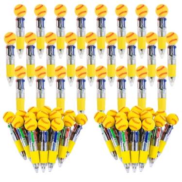 Imagem de LiYiQ Caneta multicolorida de futebol em um desenho animado fofa, divertida, 4 em 1, canetas esferográficas kawaii, em formato de futebol, legais para crianças, presentes divertidos (softball, 50)