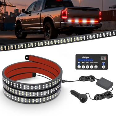 Imagem de Nilight Tiras de luz estroboscópica de emergência de 49 polegadas com controlador, 288 LED vermelho branco piscando perigo aviso perigo segurança janela traseira luzes de porta traseira para caminhão