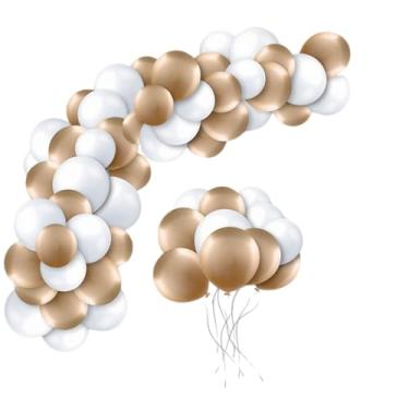 Imagem de Kit de Balões Bexigas 2026 Ano Novo Reveillon Branco e Dourado Decoração para Festa de Ano Novo Arco de Balões Bolas Balão Bexiga Arco Orgânico - Fácil de Montar