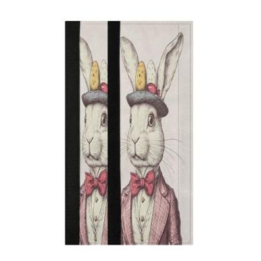 Imagem de Burbuja Conjunto de 2 capas de maçaneta de porta de geladeira de coelho com relógio de bolso, lavável, forno, micro-ondas, antiderrapante, 35,5 x 14 cm