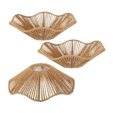 Imagem de predolo Conjunto de 3 Abajures de Corda Trançada à Mão para Luminária Pendente, Estilo Rústico, com Protetor de Lâmpada, Ideais para Casa, Quarto e Casa de