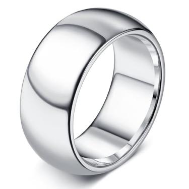 Imagem de Florideco Anel de aço inoxidável para mulheres e homens, anel de polegar simples rosado, anéis de empilhamento finos e espessos, anéis de compromisso de noivado de alto polimento, simples, abobadados