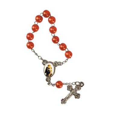 Imagem de 50 Mini Terço Foto de Santo Antônio - Mod 5 - SJO, Laranja