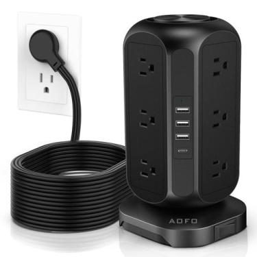 Imagem de Cabo de extensão longo Power Strip Tower AOFO 4 portas USB