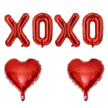 Imagem de Balões vermelhos de coração para dia dos namorados balão de letras para decoração de festa de dia dos namorados aniversário de casamento