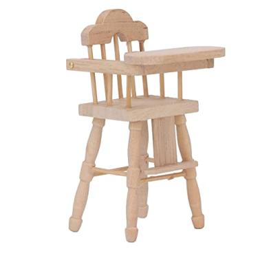 Imagem de Cryfokt Cadeira de Jantar Dobrável Realista para Casa de Bonecas 1/12, Modelo de Móveis de Madeira de Bétula Em Miniatura para Decoração de Casa de Bonecas