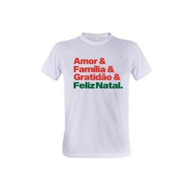 Imagem de 1 Camiseta Palavras de Natal Amor Família Gratidão Presente Feliz Nata