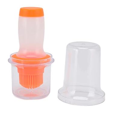 Imagem de Phefop Escova de Garrafa de óleo de Prensagem de Silicone 60ml Escova de Alinhavo Com Alça de Resistência Ao Calor Aplicar Uniformemente para Grelhar, Assar, Cozinhar e Usar Churrasco na (Laranja)